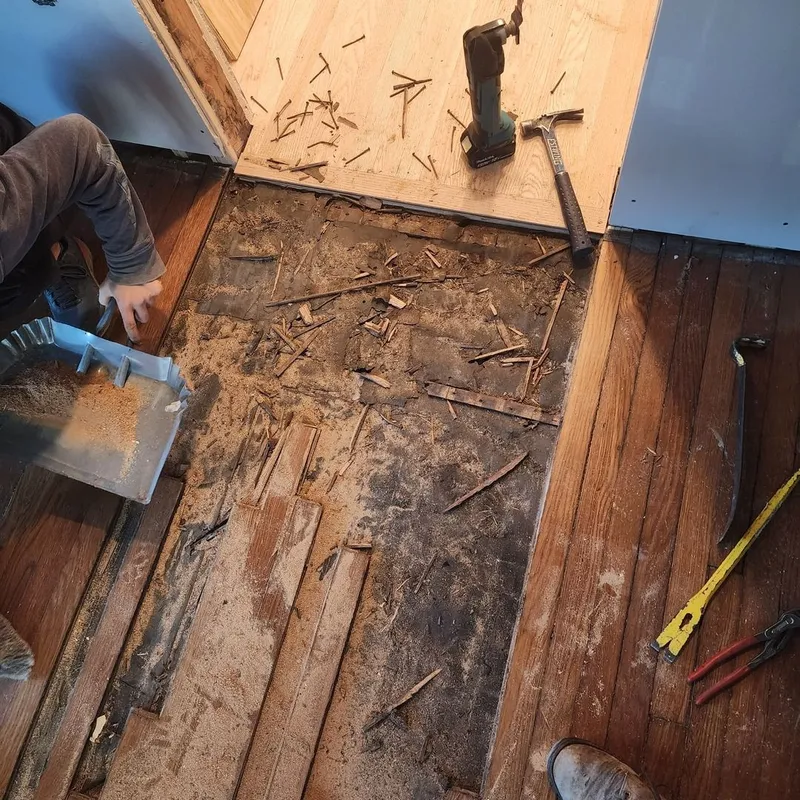The state of the floor after the most damaged boards were removed.